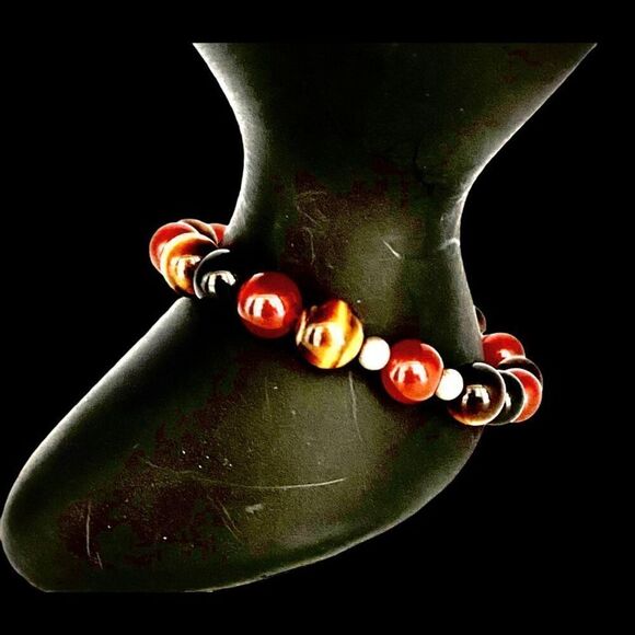 EV# Lovely Polished Stone & Sterling Bracelet - Picture 4 of 6